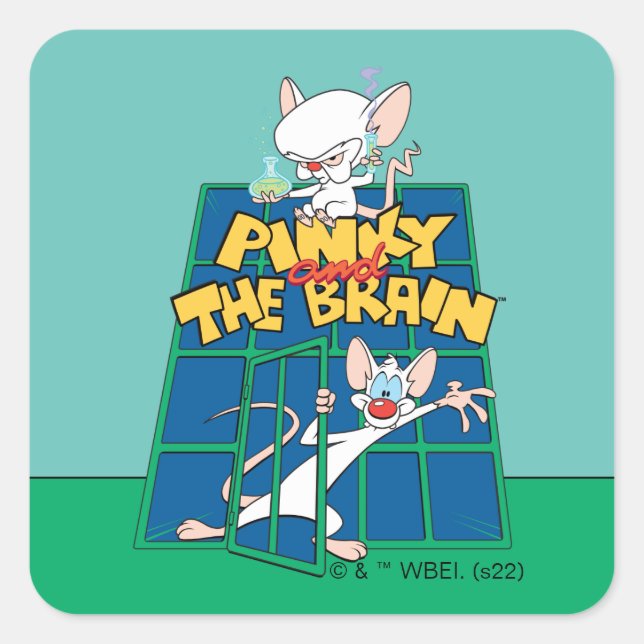 Sticker Carré Animaniacs | Pinky et le graphique de la cage céré (Devant)