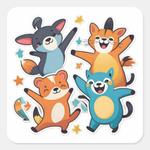 Sticker Carré Animaux cool