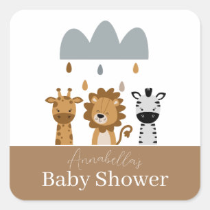 Sticker Carré Animaux de bébé mignons safari boho