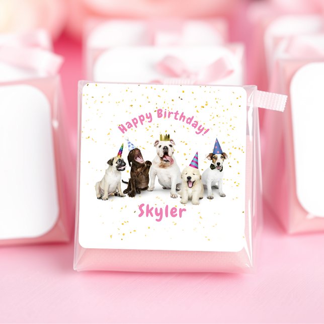 Sticker Carré Animaux de compagnie Anniversaire Fête du chien |  (Créateur téléchargé)
