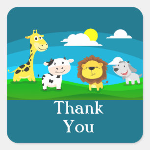 Sticker Carré Animaux de dessin animé     