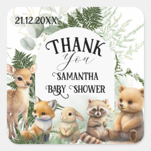 Sticker Carré Animaux de la forêt Baby shower de la forêt