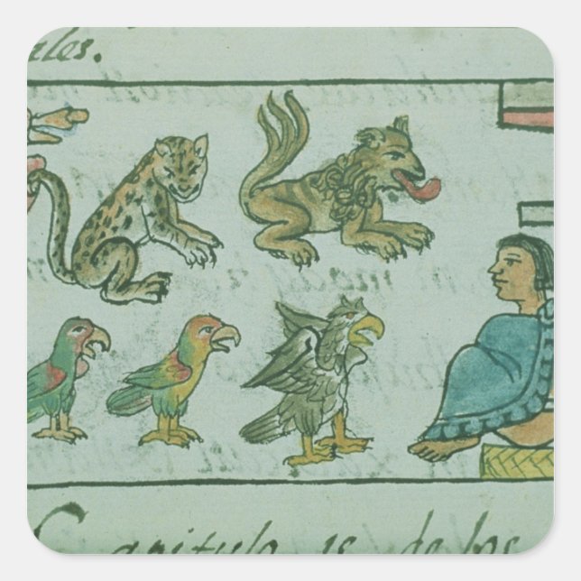Sticker Carré Animaux de l'empereur aztèque (Devant)