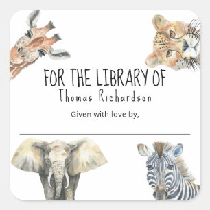 Sticker Carré Animaux sauvages de safari - Pour la bibliothèque