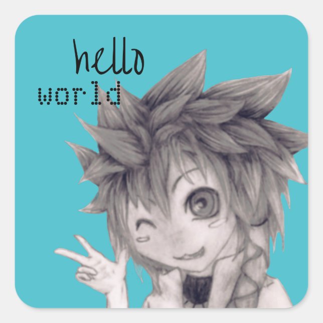 Sticker Carré Anime de lit, dessin original (Devant)