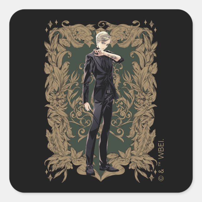 Sticker Carré Anime Draco Malfoy Cadre Ornate (Devant)