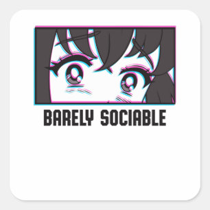 Sticker Carré Anime Eyes À Peine Socialisable Manga Otakus Amusa