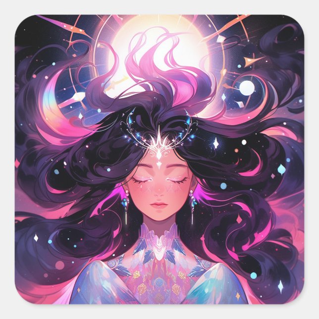 Sticker Carré Anime Girl Magical Princess (Devant)