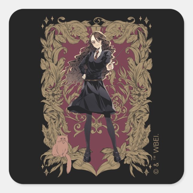 Sticker Carré Anime Hermione Granger Cadre Orné (Devant)