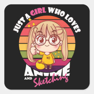 Sticker Carré Anime Kawaii   pour Anime & Sketting Lover