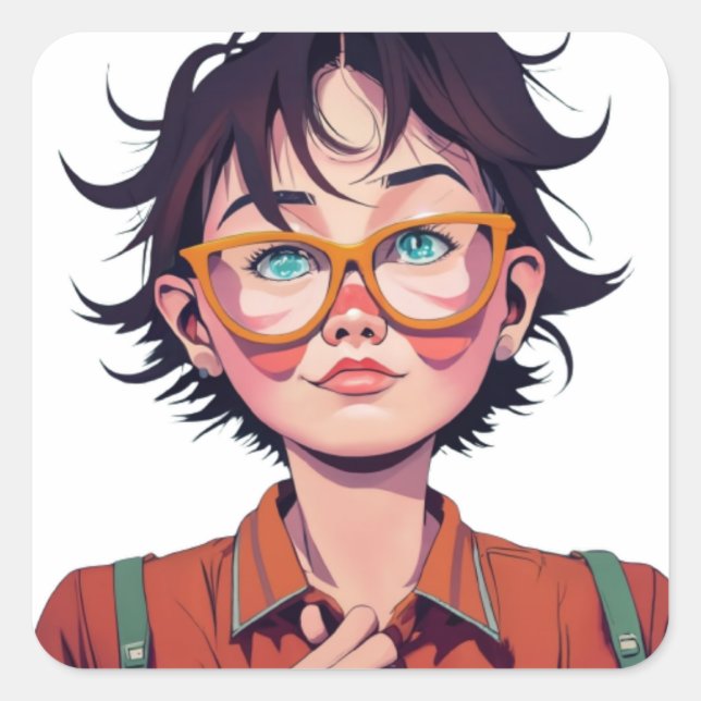 Sticker Carré Anime manga pop art amateurs visage personnages de (Devant)