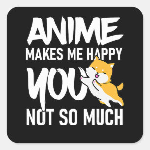 Sticker Carré Anime Me Rend Heureux, Mignonne Shiba Inu Anime Co