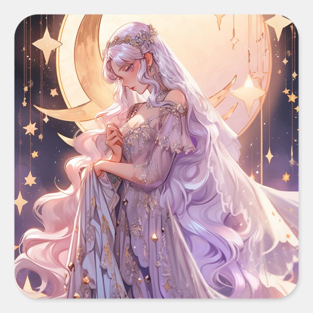 Sticker Carré Anime Moon Princess Imaginaire Art (Devant)