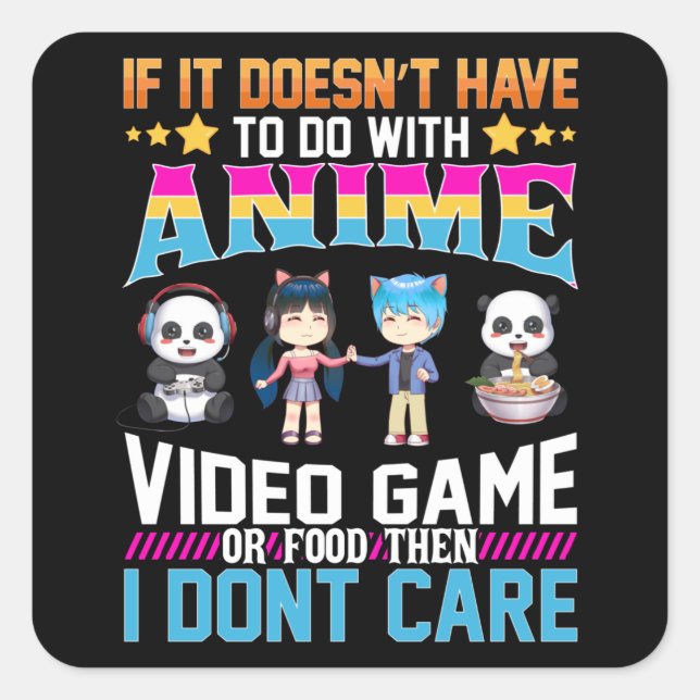 Sticker Carré Anime Vidéo Gaming Nourriture Japonais pour Gaming (Devant)
