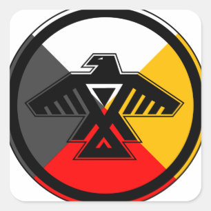 Sticker Carré Anishinaabe Thunderbird dans les quatre directions