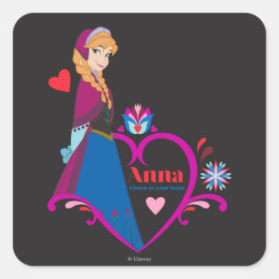 Sticker Carré Anna   Coeur rose
