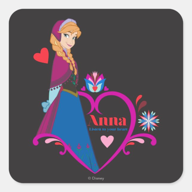 Sticker Carré Anna | Coeur rose (Devant)