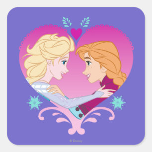 Sticker Carré Anna et Elsa  Bond solide