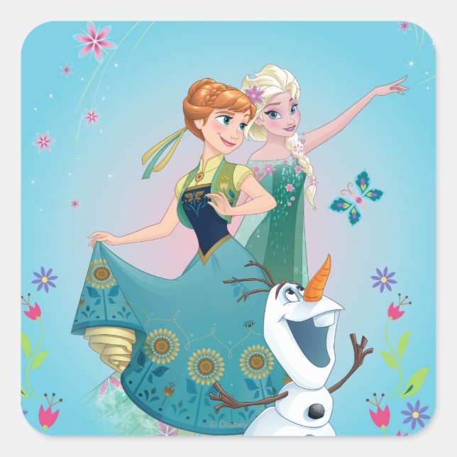 Sticker Carré Anna et Elsa | Célébrer la Sisterhood (Devant)