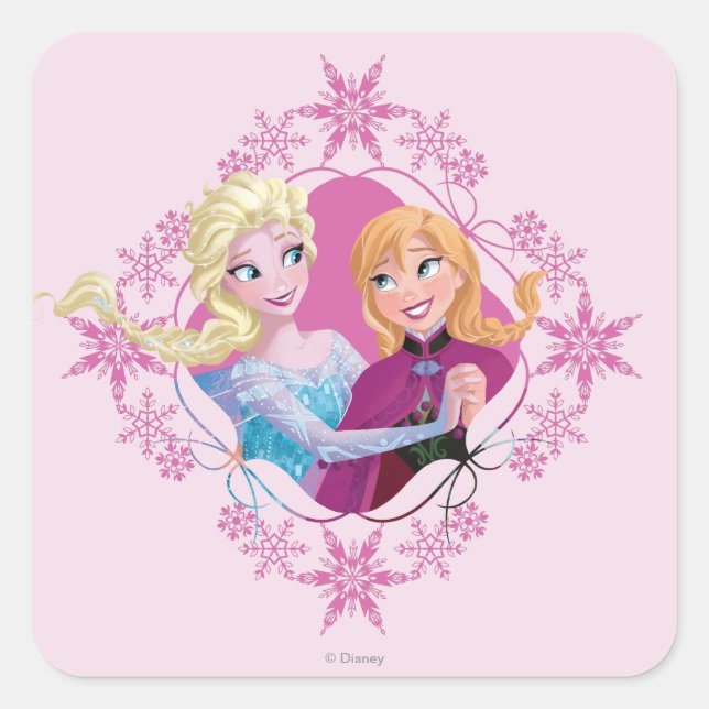 Sticker Carré Anna et Elsa | Famille pour toujours (Devant)