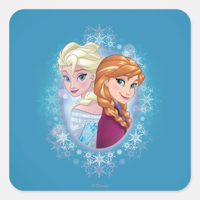 Sticker Carré Anna et Elsa | Magie hivernale (Devant)