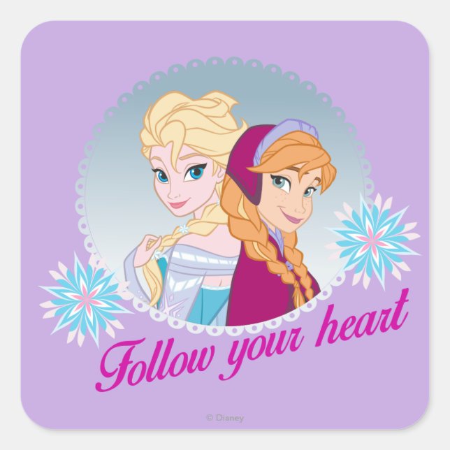 Sticker Carré Anna et Elsa | Suivez votre coeur (Devant)