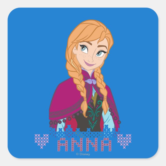 Sticker Carré Anna | Portrait avec nom (Devant)