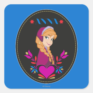 Sticker Carré Anna   Portrait en cercle noir