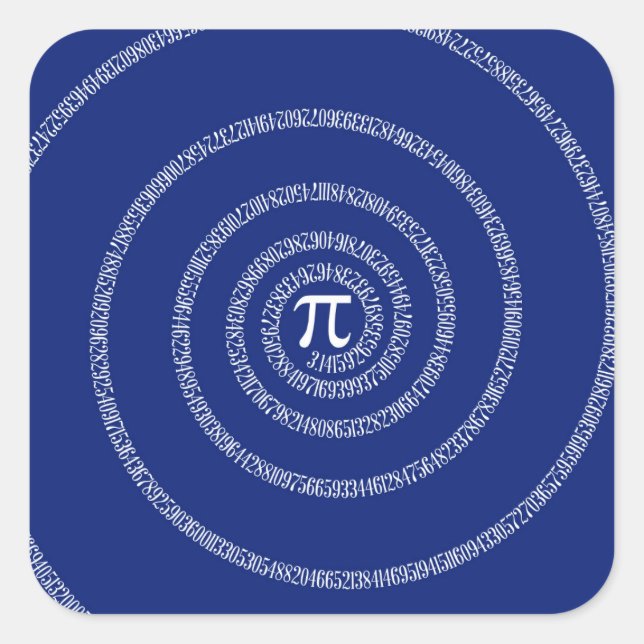 Sticker Carré Anneaux de spirale pour Pi sur bleu marine (Devant)