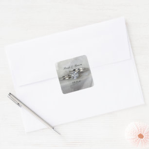 Sticker Carré Anneaux mariages sur Gris