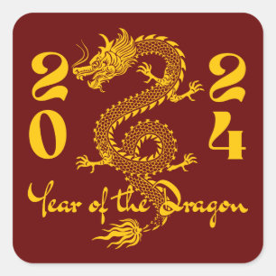 Sticker Carré Année de l'Or du Dragon