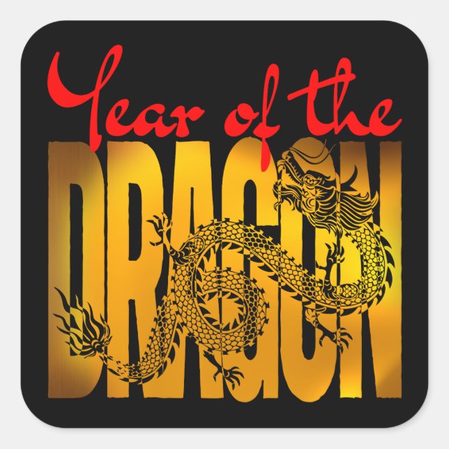 Sticker Carré Année du dragon (Devant)