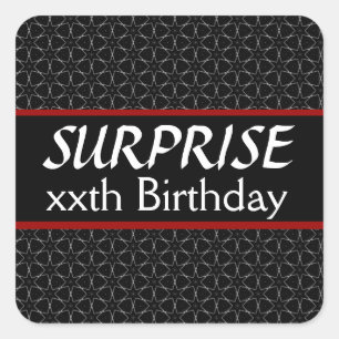 Sticker Carré Année personnalisée SURPRISE Anniversaire Noir Arg