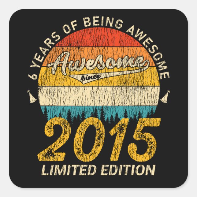 Sticker Carré anniversaire 10 ans Retro Magnifique 10e anniversa (Devant)
