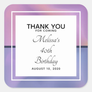 Sticker Carré Anniversaire Abstrait moderne violet et rose