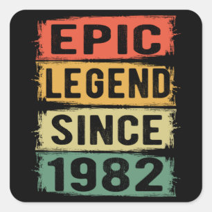 Sticker Carré anniversaire âgé de 39 ans 1982 Légende épique 39e