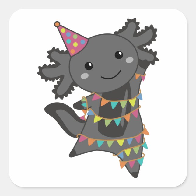 Sticker Carré Anniversaire Axolotl Garland (Devant)