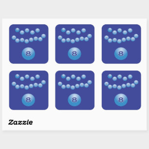 Sticker Carré Anniversaire bleu pour garçon de 8 ans