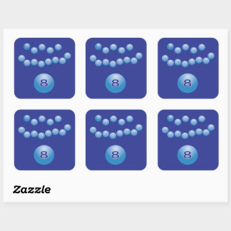 Sticker Carré Anniversaire bleu pour garçon de 8 ans