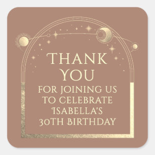 Sticker Carré Anniversaire céleste Mocha Merci d'or