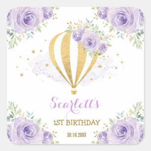 Sticker Carré Anniversaire chaud d'aventure de voyage de ballon