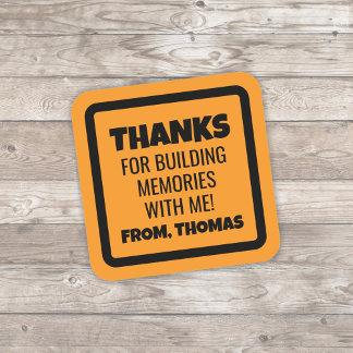 Sticker Carré Anniversaire Construction Orange
