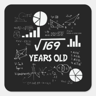Sticker Carré anniversaire de 13 ans Geeky Math 13e anniversaire