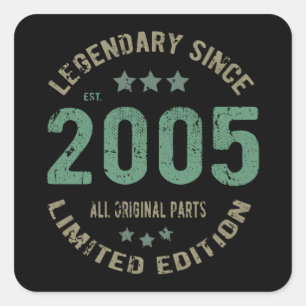 Sticker Carré anniversaire de 16 ans 2005 Légende depuis 16e an