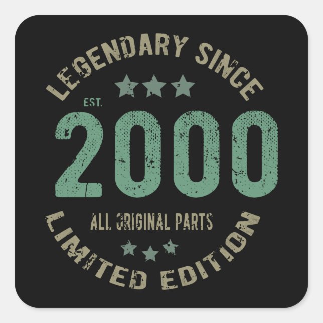 Sticker Carré anniversaire de 21 ans 2000 Légende depuis 21 ans (Devant)