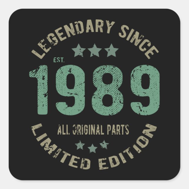 Sticker Carré anniversaire de 36 ans 1989 Légende 36e anniversai (Devant)