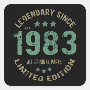 Sticker Carré anniversaire de 38 ans 1983 Légende depuis 38e ann