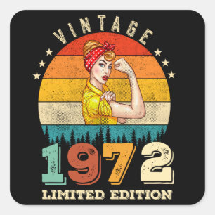 Sticker Carré anniversaire de 53 ans 1972 Vintage 53e anniversai
