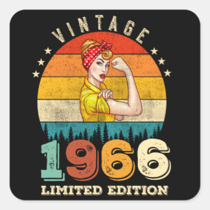 Sticker Carré anniversaire de 59 ans 1966 Vintage 59e anniversai