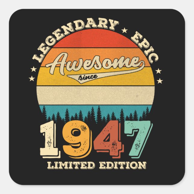 Sticker Carré anniversaire de 78 ans 1947 Magnifique 78e anniver (Devant)